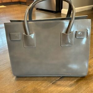 Alberta Di Canio Genuine Leather Grey Medium Structure Top Handle Handbag
